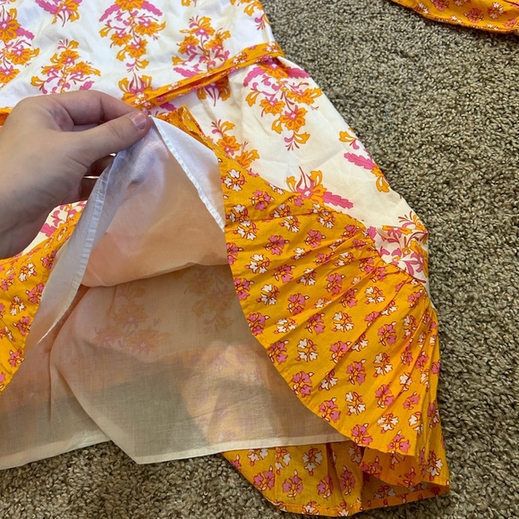 J.Crew Long Sleeve Block Print Floral Dress Orange India Cotton Tunic Med Pink - Picture 6 of 11